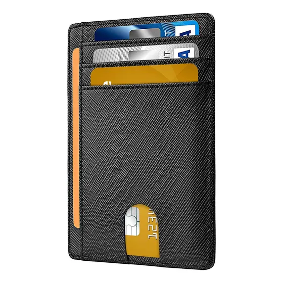 Minimalista De Cuero Slim Wallet Credit Card Case Xts2e