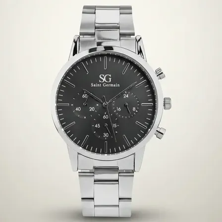 Relógio Masculino Saint Germain Chrono Black Silver 42mm