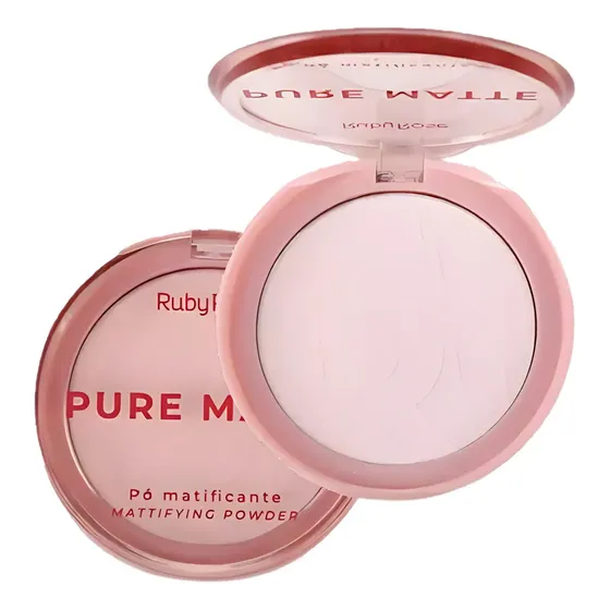 Pó Compacto Matte Pure Rosa Ruby Rose Efeito Matificante Controle Oleosidade