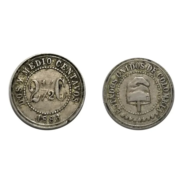 2 Y Medio Centavos 1886 Estados Unidos De Colombia 