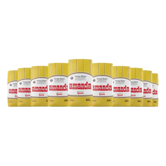 Pack 10 Yerba Mate Amanda Sabor Limón 500gr