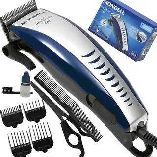 Kit Måquina Cortar Cabelo Barba Mondial 9 Peças Cr-07 Azul Kit Måquina Cortar Cabelo Barba Mondial 9 Peças Cr-07 Azul