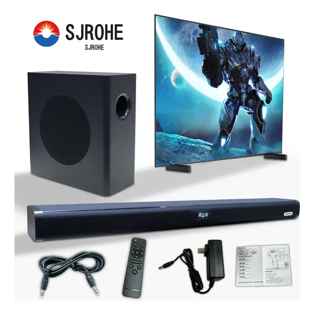 200w Barra Sonido Con Subwoofer Poseer Sonido Envolvente 3d Audio Bluetooth5.0 Función Usb Hdmi 2.1 Barra De Sonido Sjrohe Hometheater Con Subwoofer Bocinas Calidad De Color Negro Altavoz De Subgraves