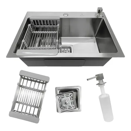 Cuba Pia Cozinha Gourmet Quadrada Aço Inox 304 Escovada 60x40cm com Acessórios Stillus Home