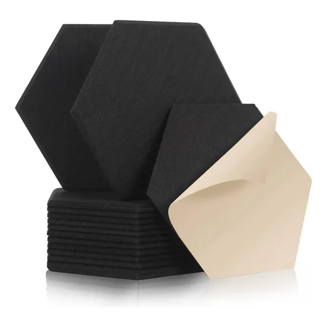 Paquete De 12 Paneles Acústicos, Hexagonales Autoadhesivos
