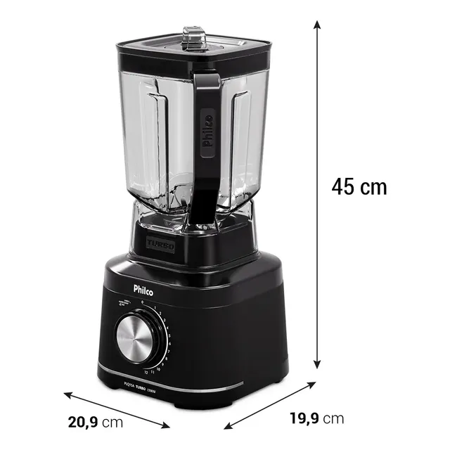 Liquidificador Philco 1500W 3,1L 12 Velocidades com 6 Lâminas PLQ15A