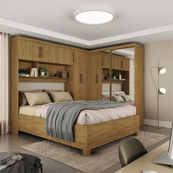 Quarto Modulado Casal Espelho E Cama Belém Carioca Móveis