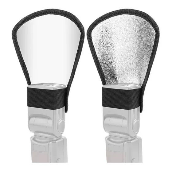 Rebatedor Universal P/ Flash Speedlite -2 Lados Branco/prata