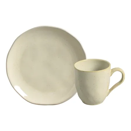 Kit Lanche Org C/ 2 Pratos De Sobrem E 2 Canecas 273ml Shiny- Porto Brasil