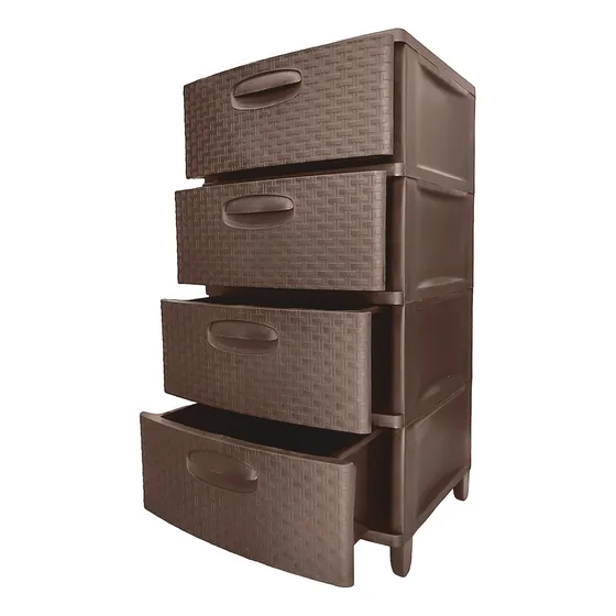 Gavetero  Plástico Tipo Rattan 4 (cuatro) Niveles Duraplast