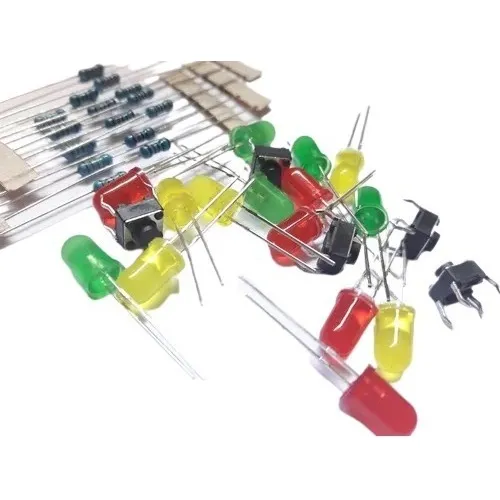 Kit 100 Resistores 15 Leds 5 Push-buttons Arduino Eletronica