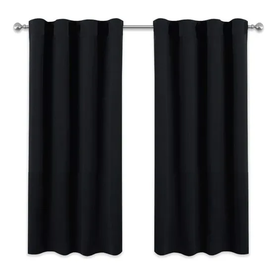 Juego De Cortinas Blackout Engomado 130x150cm Bloquea 100% Color Negro