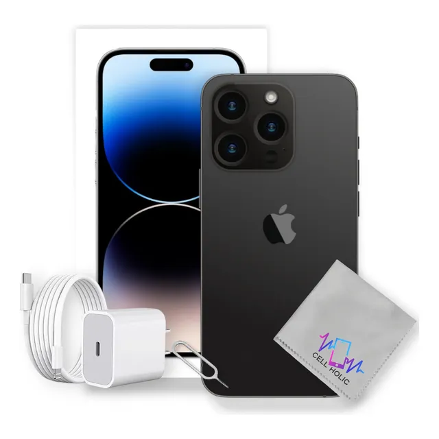 Apple Iphone 14 Pro 128 Gb Negro Esim Caja Original Bat 100% Negro (Reacondicionado)