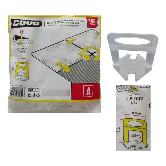  Niveladores Ceramica Porcelanato De 1.5 Mm 100 Pzas Covo 