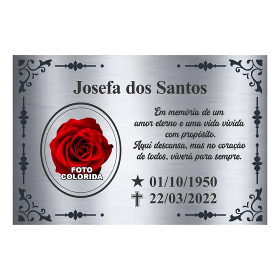 Placa Para Túmulo Cemitério Lápide Personalizada Homenagem