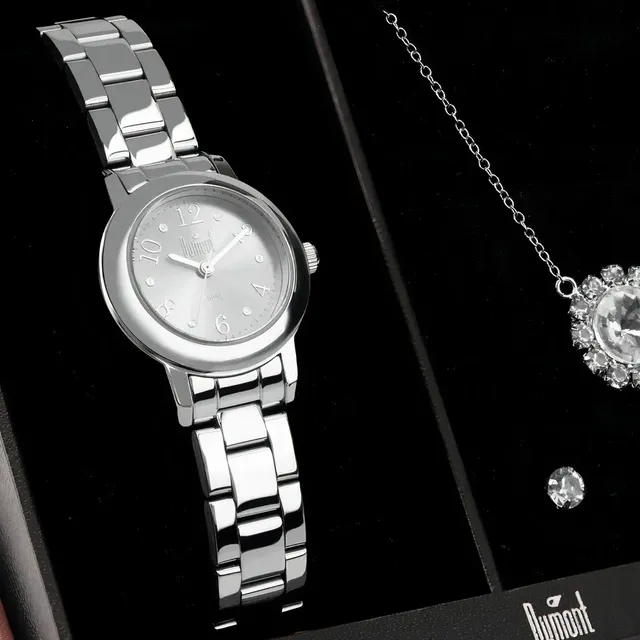 Kit Relógio Feminino Dumont Lady de Aço Prata com Pulseira