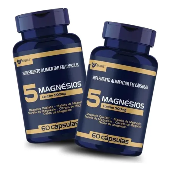 5 Magnésios 120 Cápsulas 500mg Muwiz