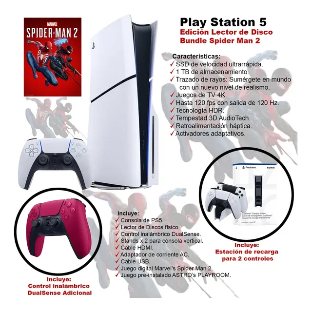 Playstation 5 Versión Disco + Mando Y Base De Carga Dual