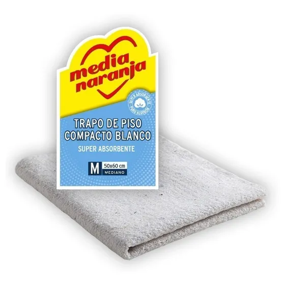 Trapo Piso Algodón Compacto Blanco Super Absorbente 50x60 Cm