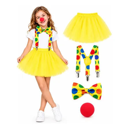 Fantasia Palhaça Infantil Festa Carnaval Acessórios Amarelo Único-infantil