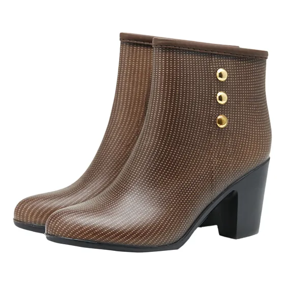 Botas De Lluvia De Tacón Alto Para Mujer, Zapatos De Lluvia