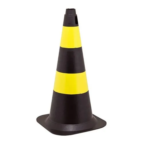 Cone De Sinalização Rígido 75cm Preto E Amarelo Trânsito