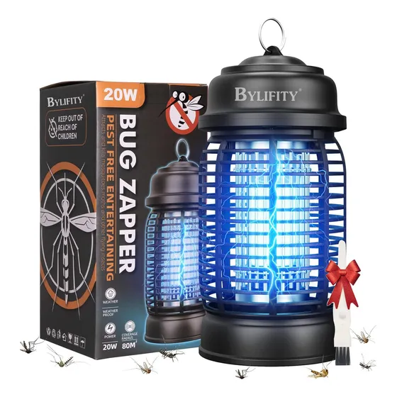 20w Lámpara Para Mosquitos, Bylifity 4200v Matamosquitos Con Luz Led Para Exteriores, Trampas De Mosquitos, Trampa De Moscas, Antimosquitos Electrico Con Enchufe Para Patios Y Jardines