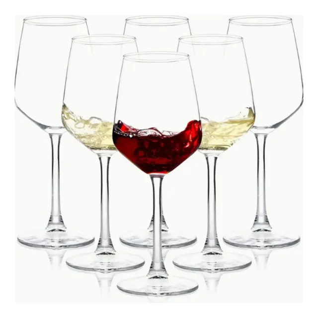 6 Copas De Vino De Cristal De 360 Ml -  Sorprende Con Estilo