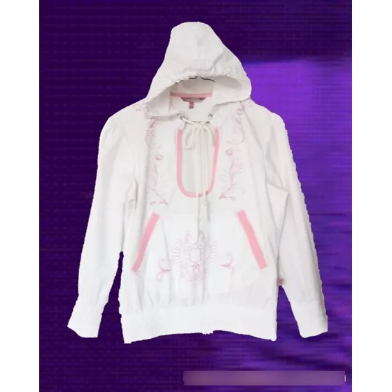 Rompevientos Vintage 2000s Astral Freaks Blanca Mujer Y2k