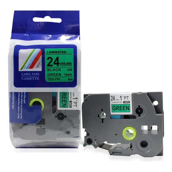 Fita Compativel Tze Tz-751 Rotulador Brother Verde 24mm