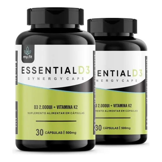 Kit 2 Potes Vitamina D3 (2.000 Ui) + Vitamina K2, My Fit