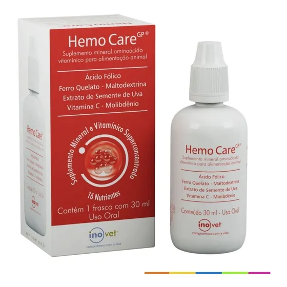 Hemo Care 30ml - Trata Anemia Deficiência Desnutrição Falta Apetite