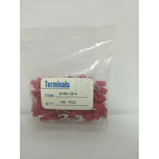 Terminal Rojo Tipo Horquilla Para Cable 18/20 4mm