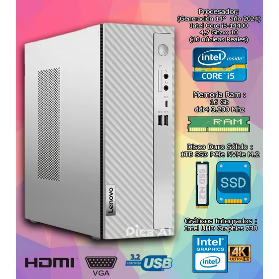 Lenovo Ideacentre I5 14va Generac - 16 Gb Ram - 1 Tb - 2025