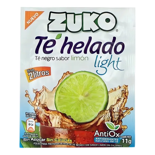 JUGO EN POLVO ZUKO SABOR TÉ HELADO NEGRO LIMÓN LIGHT 11 GR