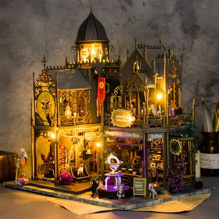 Cadina Kit De Castelo Mágico De Casa Miniatura Diy Com Luz 1 Castelo Mágico
