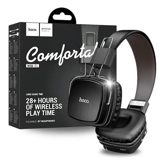 Audífonos Bluetooth Hoco W56 Over-ear Plegables 28h Negro