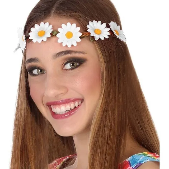 Vincha Hippie Margaritas Sesentas Setentas Flores Paz Y Amor