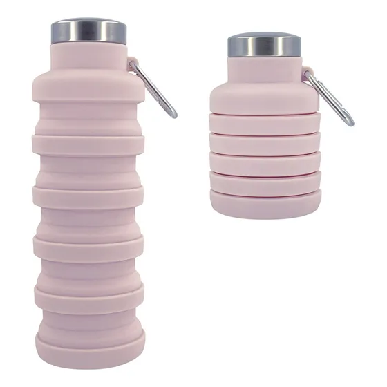 Botella Plegable De Silicona 500ml Resistente Al Calor Color Rosa
