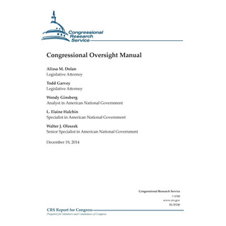 Libro: En Ingles Congressional Oversight Manual (crs Report Libro: En Ingles Congressional Oversight Manual (crs Report