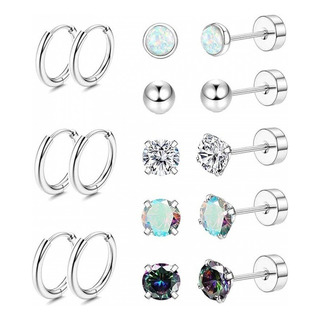 8pare Piercing Aretes Oreja Cartílago Acero Inoxidable Mujer 8pare Piercing Aretes Oreja Cartílago Acero Inoxidable Mujer