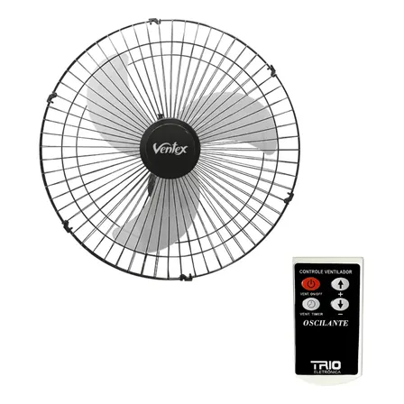 Ventilador Parede 50cm Bivolt Tex5 210w Controle Remoto 50 Cm 60hz Preto 127/220v Plástico 3