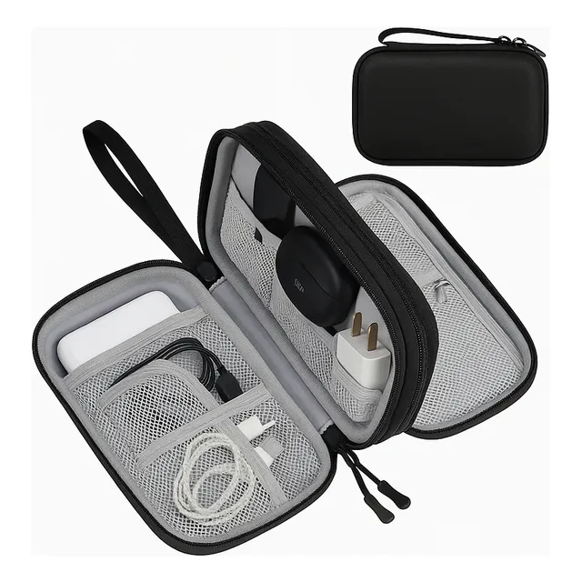 Estuche Organizador De Cables Celular Para Viajes Camping Negro