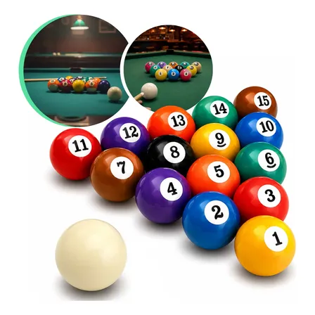 Jogo Bolas De Sinuca Numerada 50mm + Bolão Branco 54mm