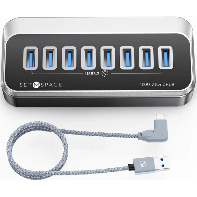 Hub Usb De 7 Puertos 3.2, Con Cable De 3.3 Pies (90 Grados