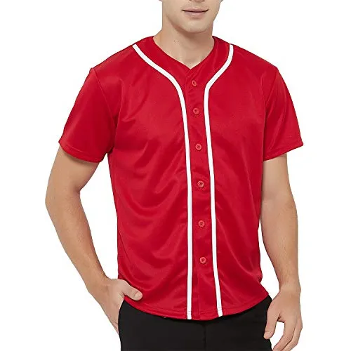Toptie Hombres Baseball Jersey Button De La Línea De Nsbdq