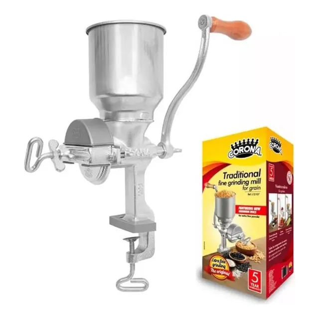 Molino Para Granos Y Cereales Marca Corona 100% Color Plateado
