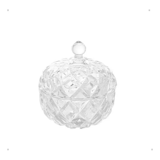 Potiche Decorativo De Cristal Redondo Diamod 11,5cm