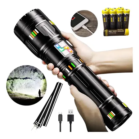 Lanterna Led Mais Forte Do Mundo Titanium Canhão De Luz 3km Branco Preto