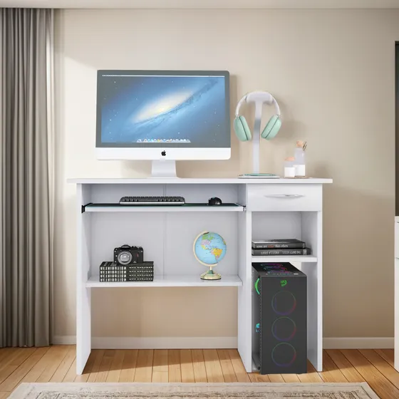 Mesinha 90cm C/ Suporte De Teclado Gamer Quarto Escritório